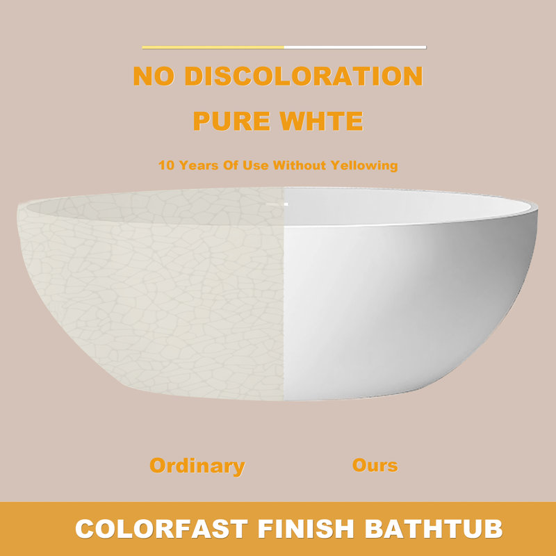 60,9 po X 30,58 po Baignoire de trempage autoportante à surface solide en résine Stone Stone