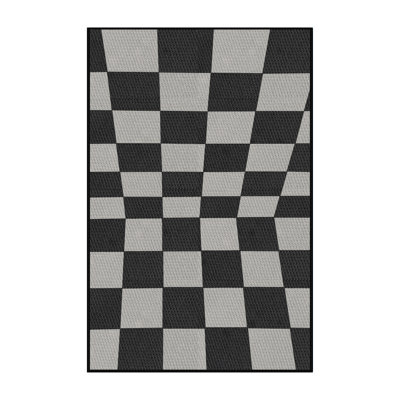 Tapis noir/gris à motifs