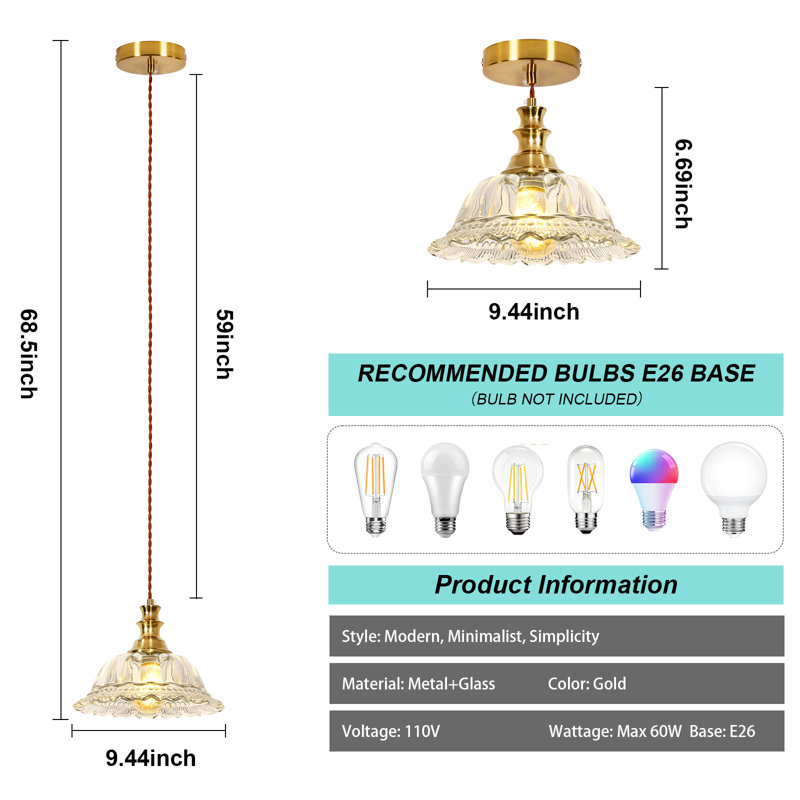 Luminaire suspendu en verre