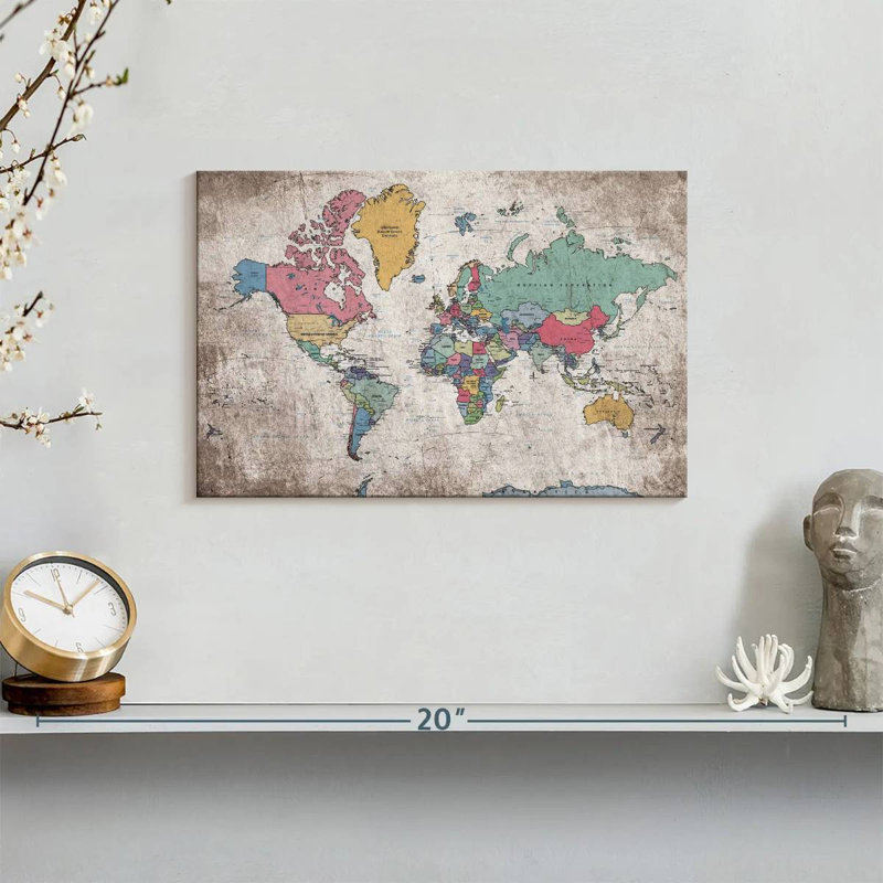 Keiri Geographic World Map III, 8" H x 12" W