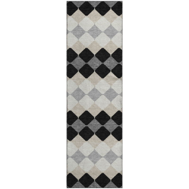 Premium Machine Washable Bunderberg AMF1007 Geometric Rug, Runner 2'3" x 7'6"