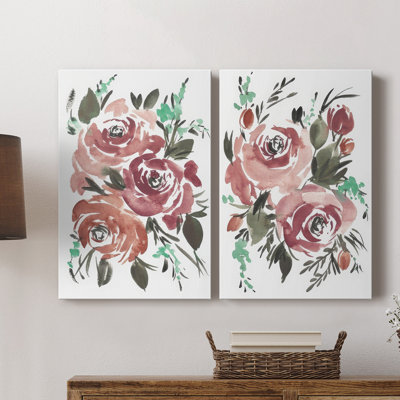 Jolies roses I - Toile tendue avec châssis de qualité supérieure - Prêt à être accroché
