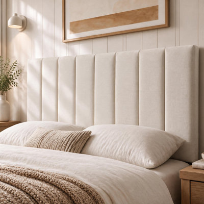  Vertical Channel Upholstered Headboard with Adjustable Height