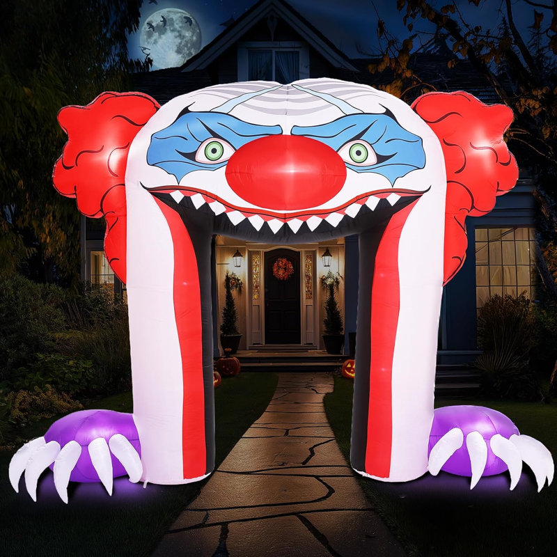 Décorations d'Halloween gonflables géantes pour arche de clown effrayant d'Halloween de 11 pi, grandes décorations d'Halloween à souffler pour la cour avant, décoration de jardin