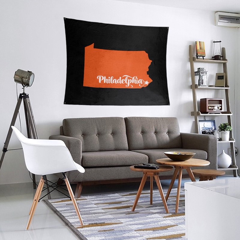 Tapisserie de Philadelphie, Pennsylvanie, H 51 po x l 60 po, Noir / Orange