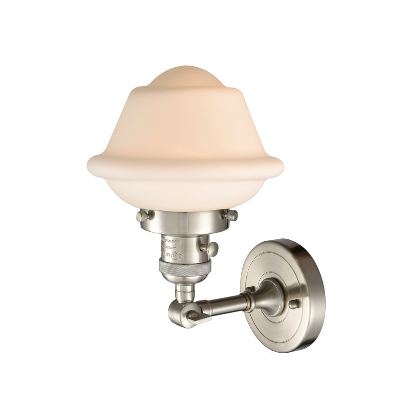 Agosto Armed Sconce, Brushed Satin Nickel, Matte White Cased, 3.5 Watt Vintage LED Bulb