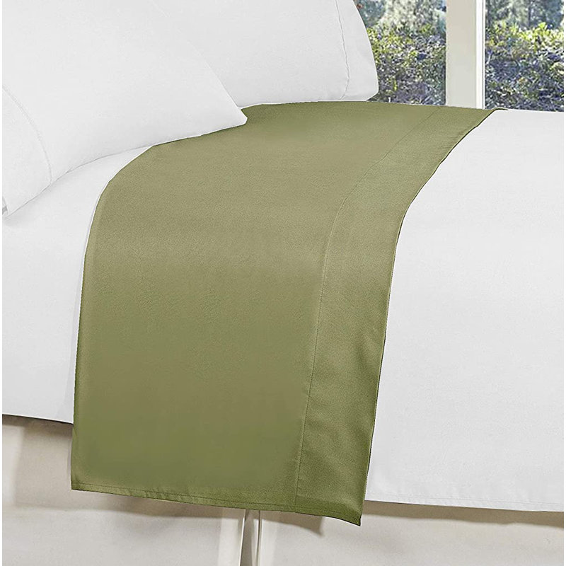 Microfiber Jersey Knit Flat Sheet, Sage, Twin/Twin XL Flat Sheet