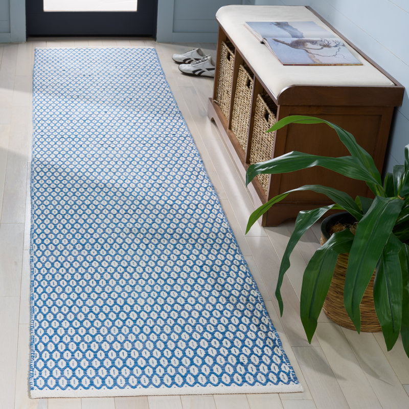 Modena Hand Woven Cotton Geometric Rug, Runner 2'3" x 11'