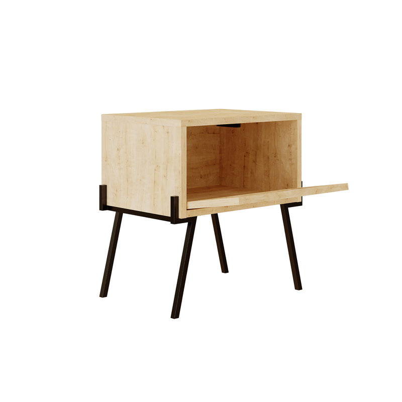 Eilis Modern Bedside Table with Storage - 46 x 34 x 51 cm, Oak
