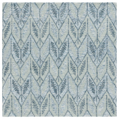 Maximino Ebony Hand Tufted Wool/Cotton Chevron Rug in Light Blue