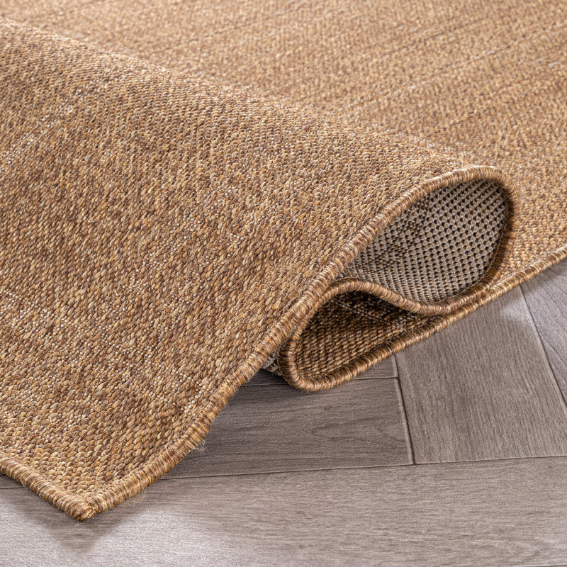Plaid Natural/Jute Easy-Care Indoor/Outdoor Flat Woven Area Rug, Runner 2'3" x 6', Natural