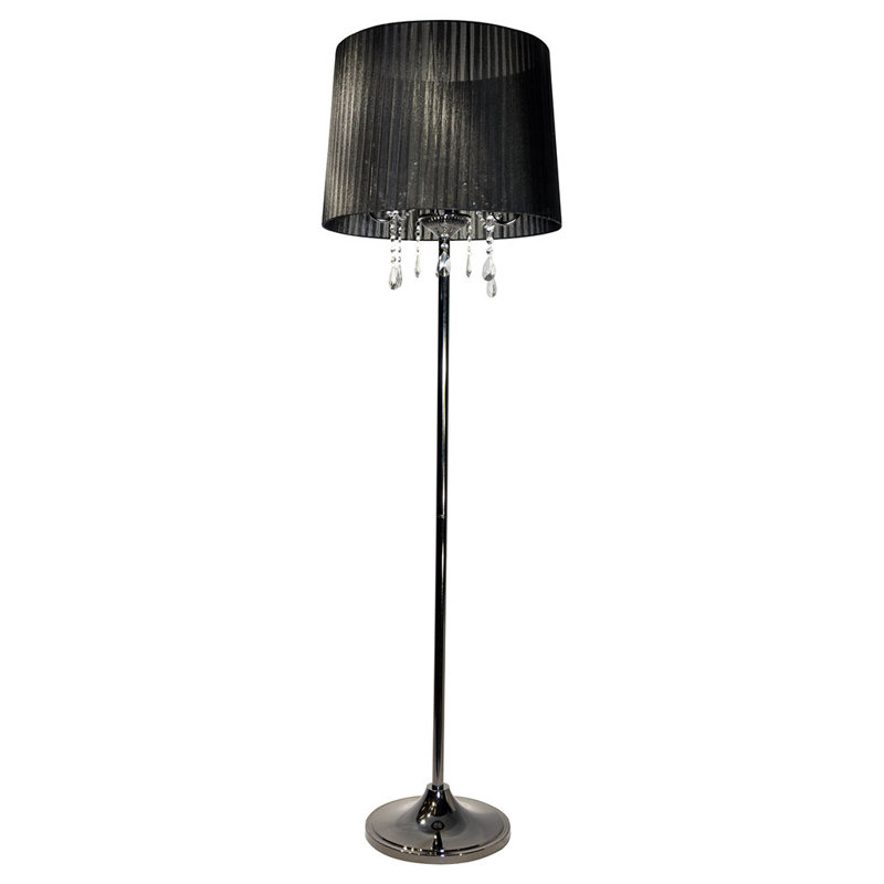 Joana 170cm Traditional Floor Lamp, Black Chrome, Black