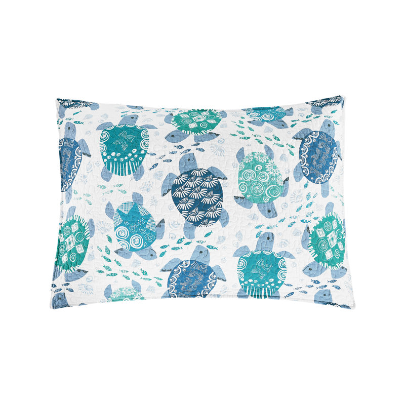 Turtle Bay Cotton Reversible Quilt Set, Queen Quilt + 2 Standard Pillow Shams