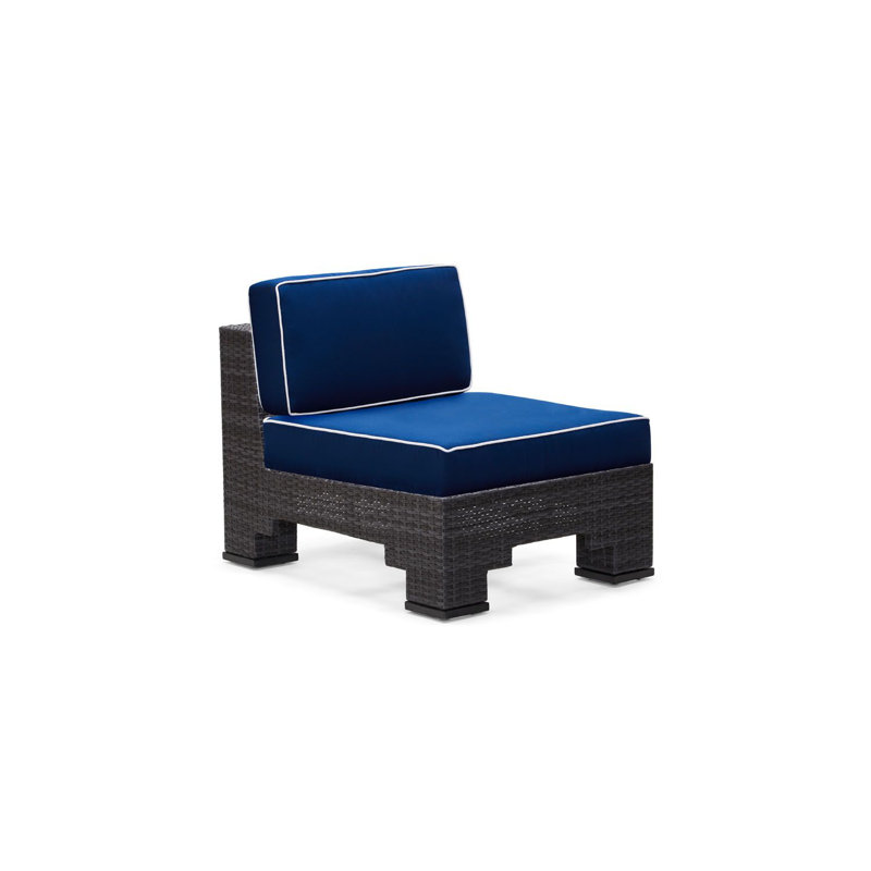 Chaise sans accoudoirs Lorenzo By Alexa Hampton, Grigio tissé, Spectre denim