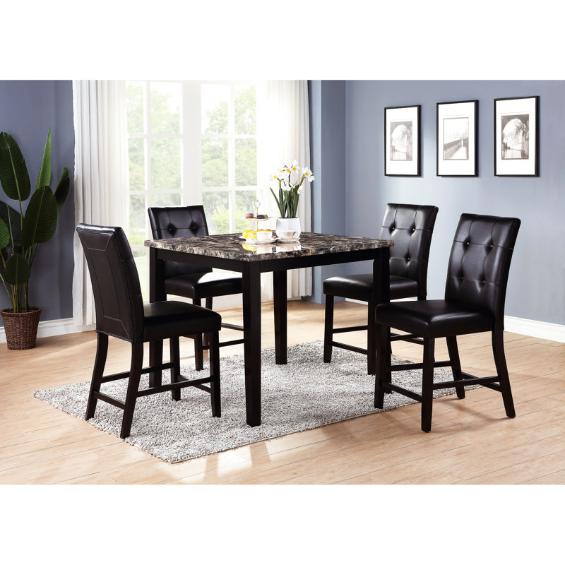 Ensemble de table de salle à manger 5 pièces à hauteur de comptoir contemporain avec chaises 4X et bouleau