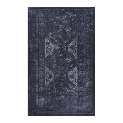 Black Washable Rug Area Rug