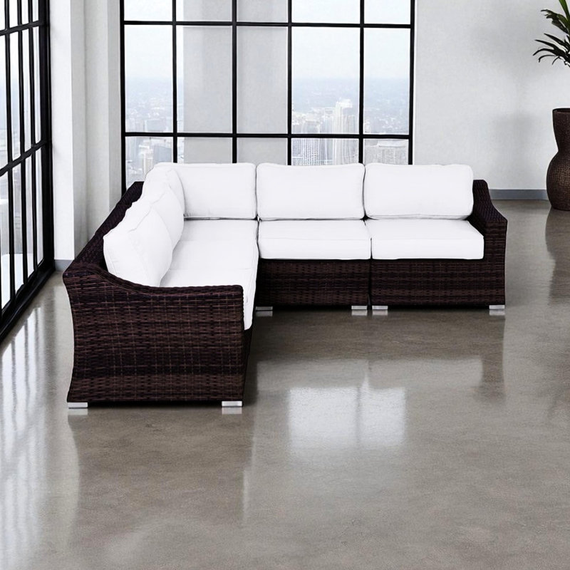 Sièges d'extérieur avec coussins crème, structure, matériau de coussin de décoloration, disposition modulaire pour un ensemble de patio confortable entièrement assemblé, toile de qualité commerciale ultra douce de qualité commerciale