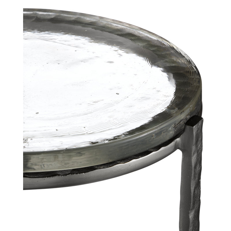 Acea Glass End Table, Graphite, 23.5" H x 12" W x 12" D