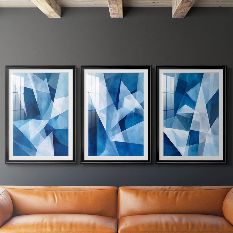 ABSTRACT Series XCI - Impression encadrée sur mesure de qualité supérieure - 3 pièces, Noir, H 30 po x l 63 po