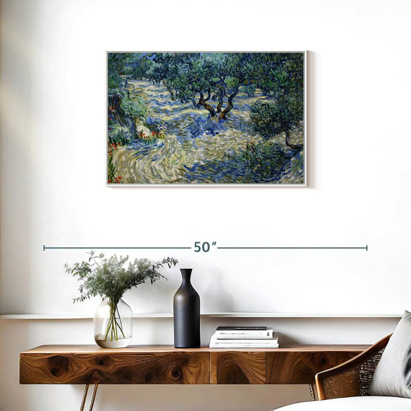 Olive Orchard 1889, 31 po x 21 po, Cadre flottant blanc