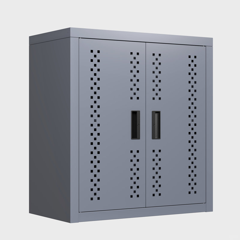 Armoire de garage en métal avec porte, armoire de rangement murale, armoire à outils flottante pour sous-sols, cuisines et entrepôts (gris)