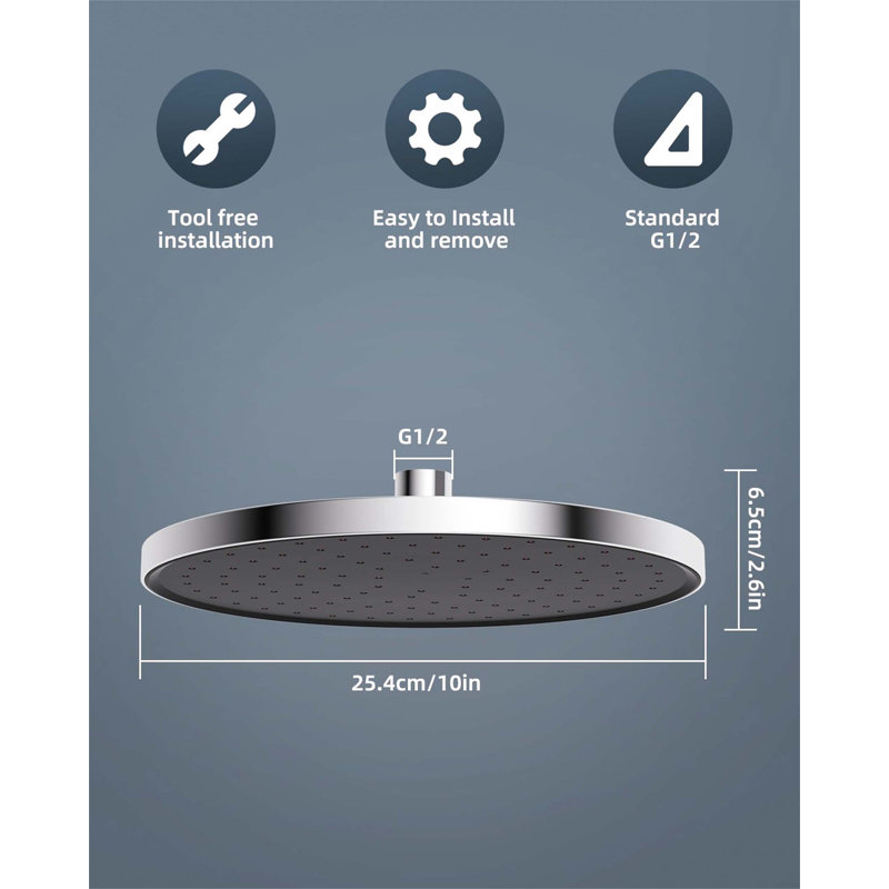 Rain Fixed Shower Head, Chrome/Matte Black