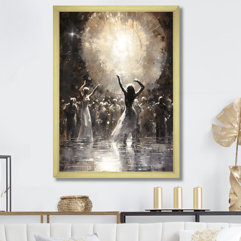 " Disco Dazzle Dancer Complicity II ", Gold Single Picture Framed, 20" H x 12" W x 1" D