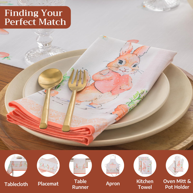 Serviettes de table Maison d'Hermine Bunny Party 100 % coton - 51 x 51 cm
