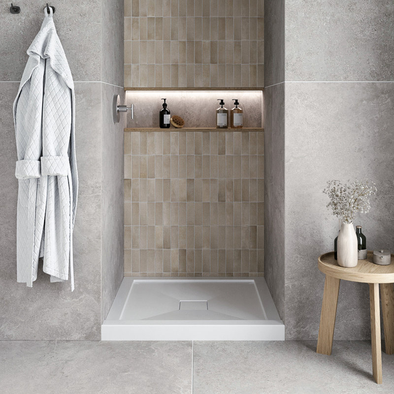 36 in. x 36 in. Alcove Acrylic Shower Base in Glossy White With Center Drain, Drain Included, Glossy White