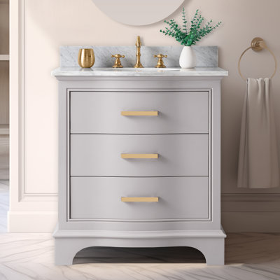 Meuble-lavabo simple 30 po avec plateau en marbre Fiona