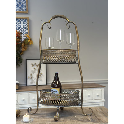 2-Tier Metal Bar Cart Stand