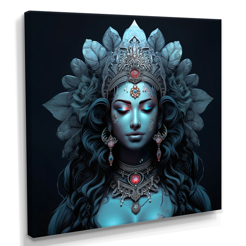 Bleu Shiva Compassion - Hindouisme, art mural, Toile tendue, H 30 po x l 30 po x P 1 po