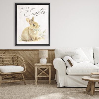 Cadre flottant rétro avec lapin joyeuses Pâques, design par Lux + Me Designs