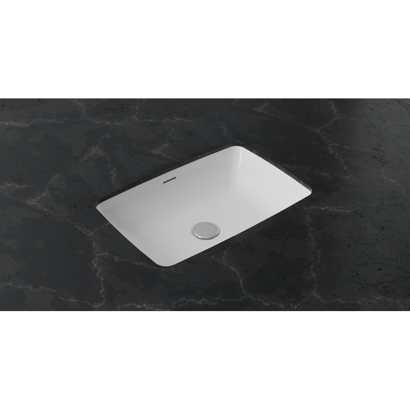 Lavabo de salle de bain encastrable en résine 23,5 po x 16,4 po Badeloft UB-01-G blanc brillant, Blanc brillant