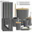 Complete 22 Piece Bathroom Accessory Set with Bath Rugs, Shower Curtain Set, Liner, and Hooks