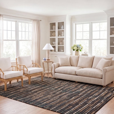 Tapis rayé en jute / coton Avonte