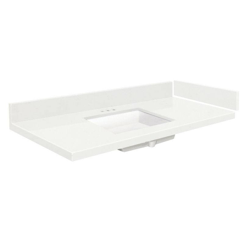 Plateau de meuble-lavabo simple 33,5 po Vision, Érable naturel / Blanc, Centres de 8 po
