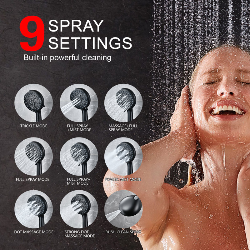 9-Spray Handheld Shower Head With 4-Stage Filtration & Built-In Power Wash – Fof Scale Inhibitor, Lab-Tested Chlorine Removal, Lightweight Design For Bathroom S4368U-Mb