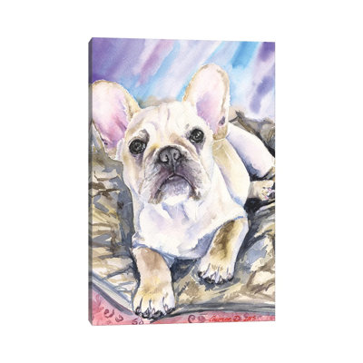 Cream French Bulldog Puppy by George Dyachenko - Painting on Canvas