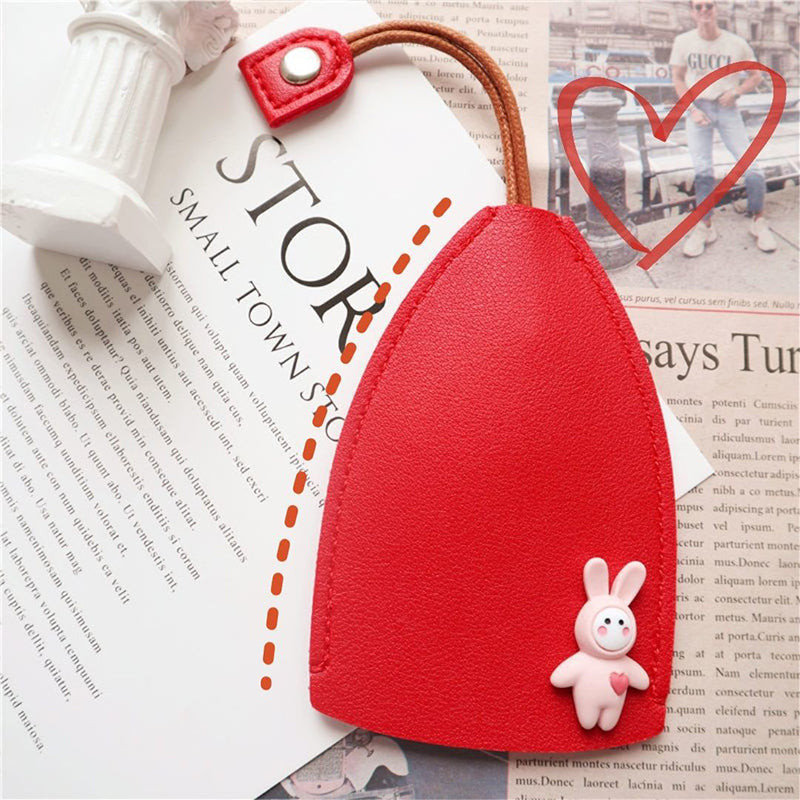 Porte-clés de voiture en cuir Housse de protection pour porte-clés, Red