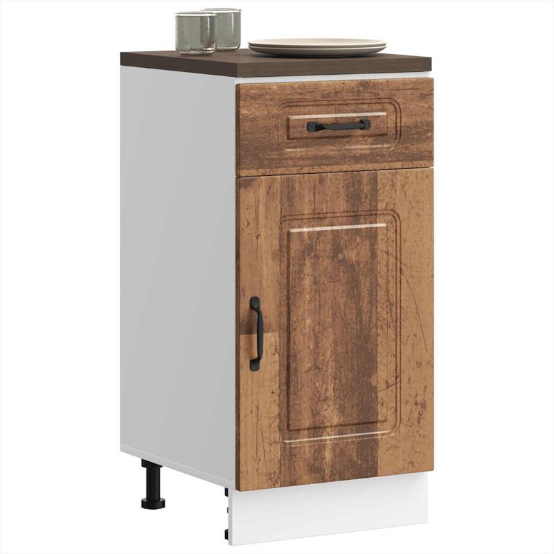 Kitchen Base Cabinet Kalmar Engineered Wood, 81.5cm H x 40cm W x 46cm D, Old Wood