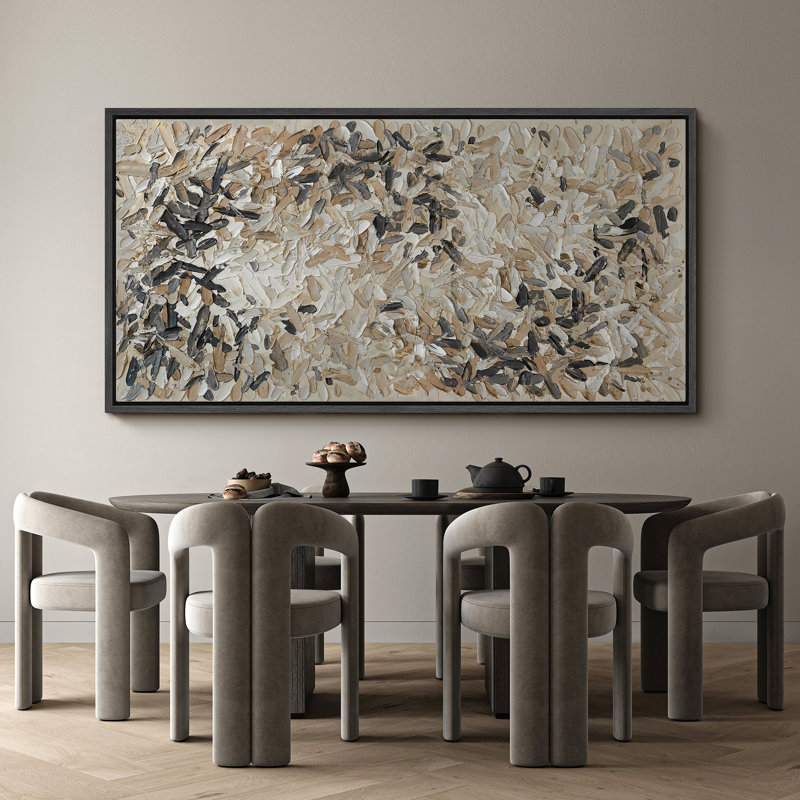 Fake Brown Paint Stroke Texture, Modern Rustic Neutral Artwork, Abstract Extra Large Wall Decor Pictures, Giclee Canvas Digital Print Framed Wall Art
