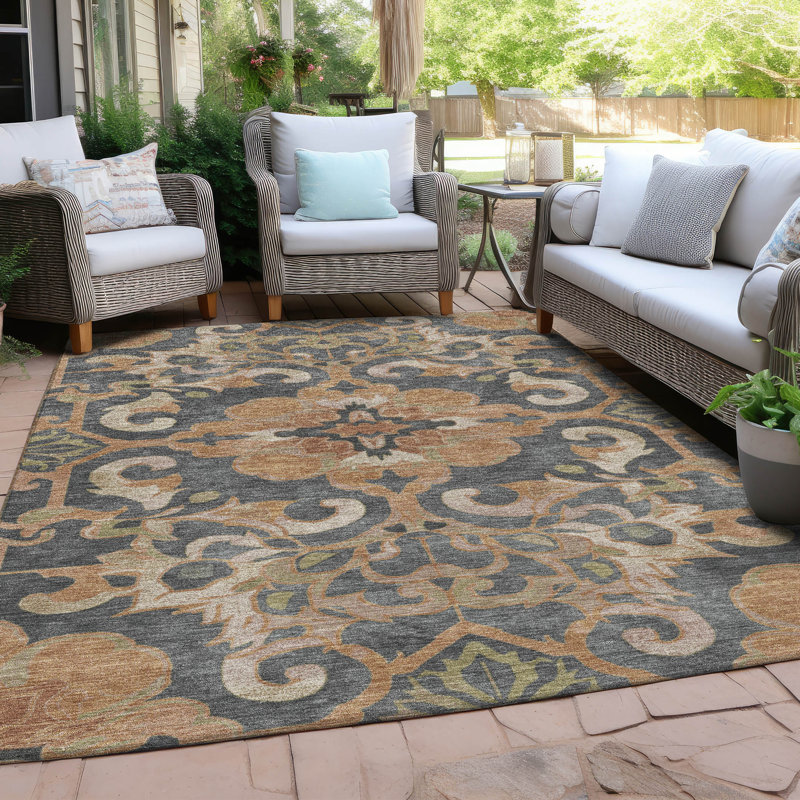 Tapis terre cuite lavable à la machine intérieur / extérieur Xhevrie, Rectangle 2 pi 6 po x 3 pi 10 po