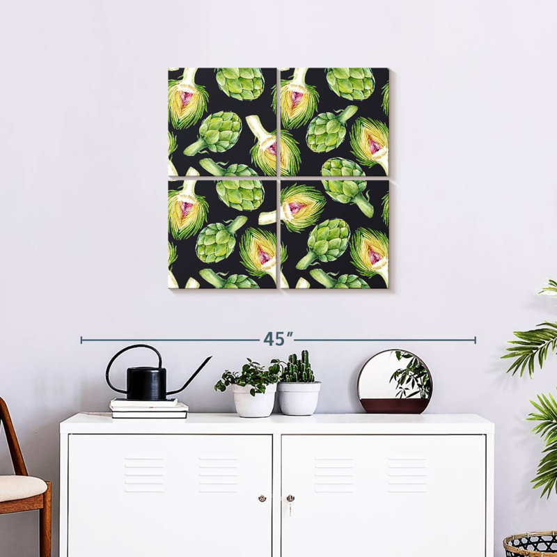 Yarlin Artichokes On Black, 26" H x 26" W