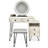 Bedroom Makeup Vanity Dressing Table Stool Set with 3 Colors Lighted Mirror Large Storage Cabinet Drawer-1737273087