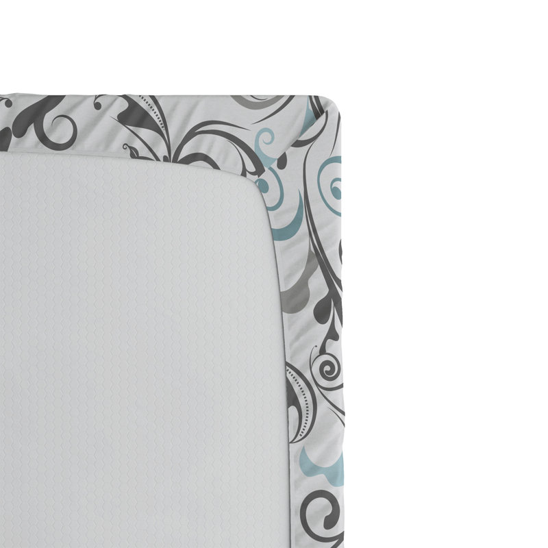 Drap-housse orange Ambesonne, Gris / bleu pâle / floral blanc, Drap-housse pour lit simple TG