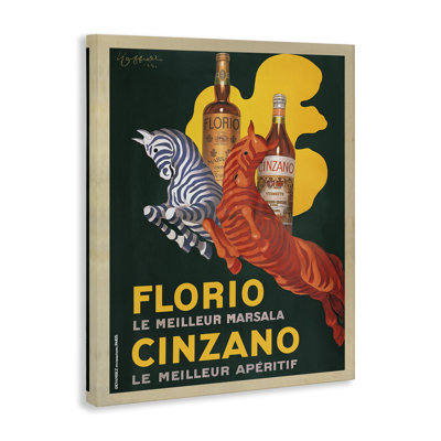 Art mural antique avec liqueur et zèbres, design par Marcello Nizzoli