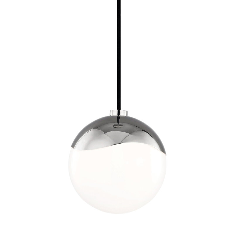 Luminaire suspendu sphérique 1 lumière Taza, H 11 po x l 10,5 po x P 10,5 po, Nickel poli