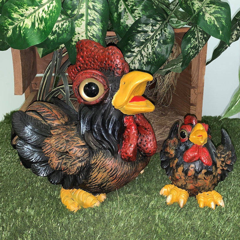 Coq Country Lance & Jr. Statue de jardin fantaisiste