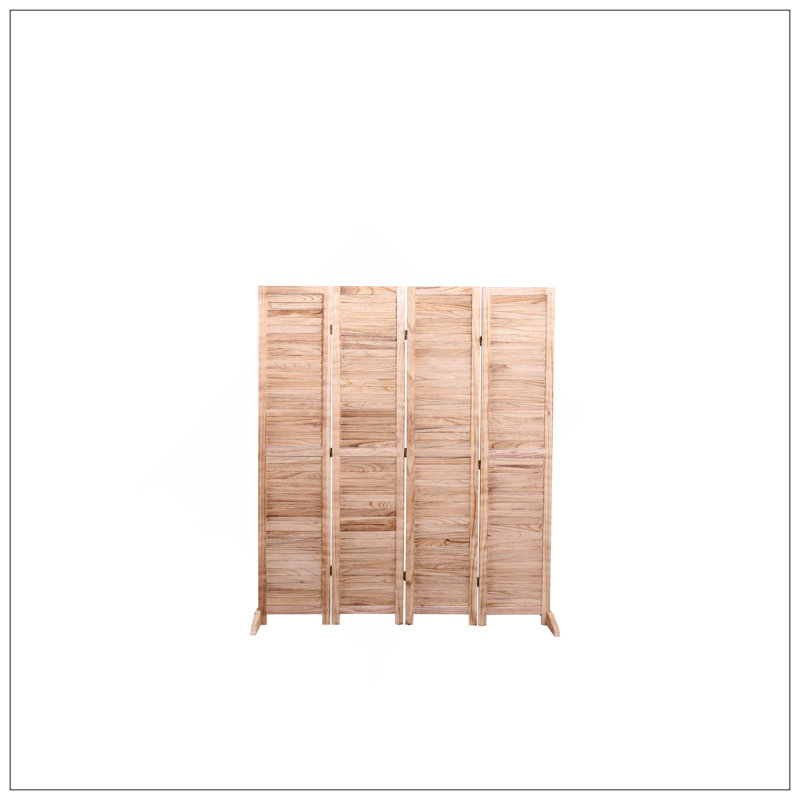 Cloison pliante en bois massif naturel à 4 panneaux, améliorant l'intimité et le style avec une mobilité et un rangement faciles